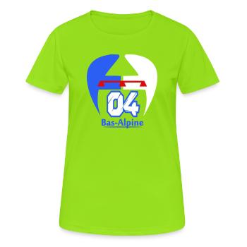 Logo von Bas-Alpine 04 - Frauen T-Shirt atmungsaktiv - Neongrün - Vorne - AI Model Female 172 dark (172cm)