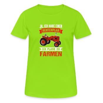 Plan de retraite Fermes Cadeau Pension Pension Adieu - T-shirt respirant Femme - vert néon - Devant - AI Model Female 172 dark (172cm)