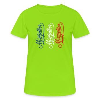 Montpellier Souvenir french with national colours - Women's Breathable T-Shirt - neon green - Front - AI Model Female 172 dark (172cm)