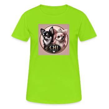 T-shirt Chihuahua pour femme avec motif diadème - T-shirt respirant Femme - vert néon - Devant - AI Model Female 172 dark (172cm)