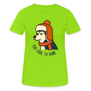 Chien d’hiver trop froid pour aboyer Hysky - T-shirt respirant Femme - vert néon - Devant - AI Model Female 172 dark (172cm)