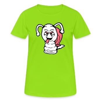 Schnecke frech Zunge rausstrecken böse klein cool - Frauen T-Shirt atmungsaktiv - Neongrün - Vorne - AI Model Female 172 dark (172cm)