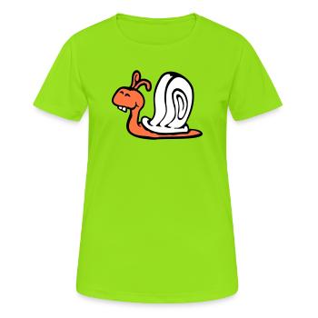 Schnecke Hasenzähne niedlich süß glücklich lustig - Frauen T-Shirt atmungsaktiv - Neongrün - Vorne - AI Model Female 172 dark (172cm)
