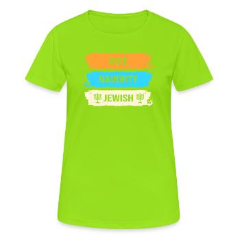 Hanukkah Chanukkah Hanukah - Frauen T-Shirt atmungsaktiv - Neongrün - Vorne - AI Model Female 172 dark (172cm)