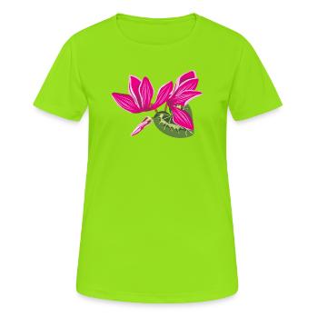 Bouquet de fleurs de cyclamens - T-shirt respirant Femme - vert néon - Devant - AI Model Female 172 dark (172cm)