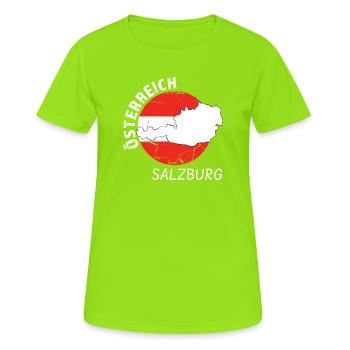 Salzbourg - T-shirt respirant Femme - vert néon - Devant - AI Model Female 172 dark (172cm)