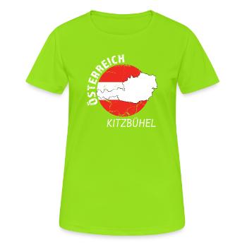 Kitzbühel - T-shirt respirant Femme - vert néon - Devant - AI Model Female 172 dark (172cm)