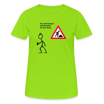Arbeit beim Staat - Frauen T-Shirt atmungsaktiv - Neongrün - Vorne - AI Model Female 172 dark (172cm)