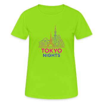 Tokyo Nights Neon Skyline Japon Design - T-shirt respirant Femme - vert néon - Devant - AI Model Female 172 dark (172cm)