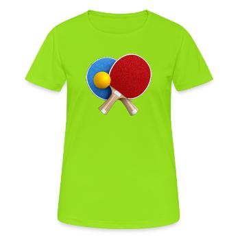 Tischtennis RotBlau Duo - Frauen T-Shirt atmungsaktiv - Neongrün - Vorne - AI Model Female 172 dark (172cm)