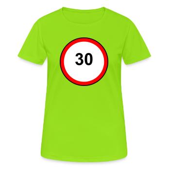 Tempo 30 Motif de signe - T-shirt respirant Femme - vert néon - Devant - AI Model Female 172 dark (172cm)