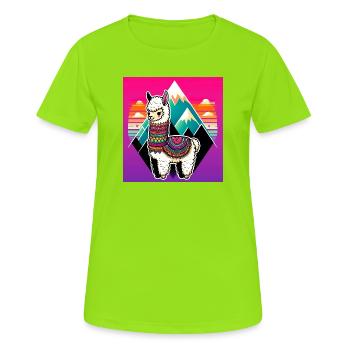 Alpaka - Frauen T-Shirt atmungsaktiv - Neongrün - Vorne - AI Model Female 172 dark (172cm)