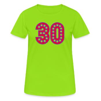 30. 30 YEARS. 30th ANNIVERSARY. 30 YEARS ANNIVERSARY. - Women's Breathable T-Shirt - neon green - Front - AI Model Female 172 dark (172cm)