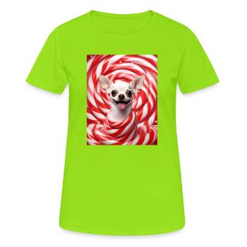 Tourbillon de bonbons Chihuahua - T-shirt respirant Femme - vert néon - Devant - AI Model Female 172 dark (172cm)