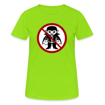Kein Vampir! Lustiges Verbotsschild Halloween - Frauen T-Shirt atmungsaktiv - Neongrün - Vorne - AI Model Female 172 dark (172cm)