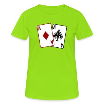 Cartes de poker – Texas Hold’em Casino Design - T-shirt respirant Femme - vert néon - Devant - AI Model Female 172 dark (172cm)
