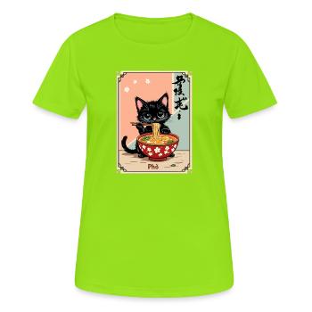 Kätzchen Pho Ramen Kunst - Frauen T-Shirt atmungsaktiv - Neongrün - Vorne - AI Model Female 172 dark (172cm)
