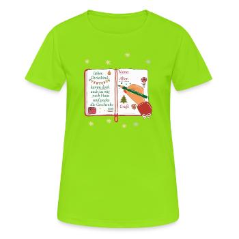 Wunschzettel Christkind  - Frauen T-Shirt atmungsaktiv - Neongrün - Vorne - AI Model Female 172 dark (172cm)