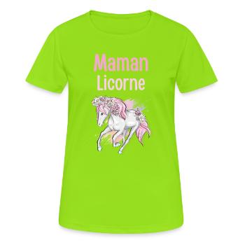 Pastel Floral Unicorn Mom - Women's Breathable T-Shirt - neon green - Front - AI Model Female 172 dark (172cm)