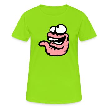 Worm Laughing Crazy Squinting Silly Stupid - Women's Breathable T-Shirt - neon green - Front - AI Model Female 172 dark (172cm)