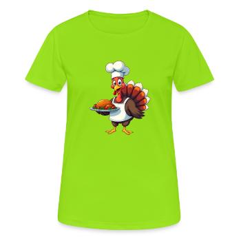 Thanksgiving Truthahn Koch Thanksgiving - Frauen T-Shirt atmungsaktiv - Neongrün - Vorne - AI Model Female 172 dark (172cm)