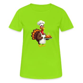Thanksgiving Truthahn Koch Thanksgiving - Frauen T-Shirt atmungsaktiv - Neongrün - Vorne - AI Model Female 172 dark (172cm)