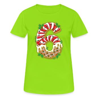 Christmas Numeral 6 Frosting - Women's Breathable T-Shirt - neon green - Front - AI Model Female 172 dark (172cm)
