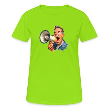 Appel fort avec mégaphone - T-shirt respirant Femme - vert néon - Devant - AI Model Female 172 dark (172cm)