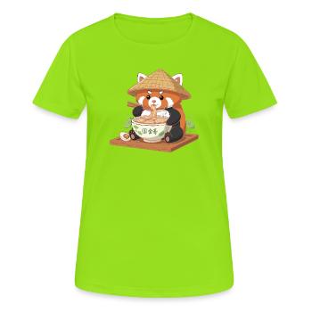 Panda Ramen with Straw Hat - Women's Breathable T-Shirt - neon green - Front - AI Model Female 172 dark (172cm)