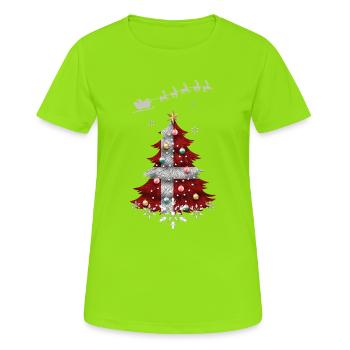 Sapin de Noël avec drapeau du Danemark - T-shirt respirant Femme - vert néon - Devant - AI Model Female 172 dark (172cm)