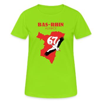 Bas-Rhin 67  - T-shirt respirant Femme - vert néon - Devant - AI Model Female 172 dark (172cm)