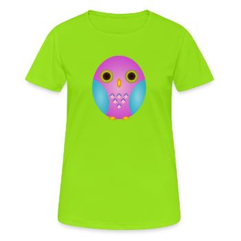 Hibou lavande avec ailes cyan - T-shirt respirant Femme - vert néon - Devant - AI Model Female 172 dark (172cm)