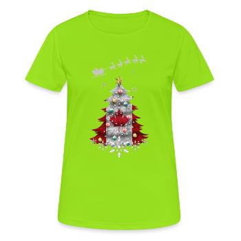 Weihnachtsbaum mit Kanada-Flagge - Frauen T-Shirt atmungsaktiv - Neongrün - Vorne - AI Model Female 172 dark (172cm)