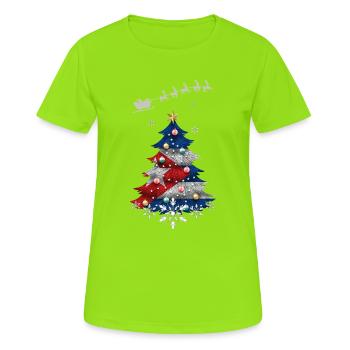 Sapin de Noël avec drapeau cubain - T-shirt respirant Femme - vert néon - Devant - AI Model Female 172 dark (172cm)