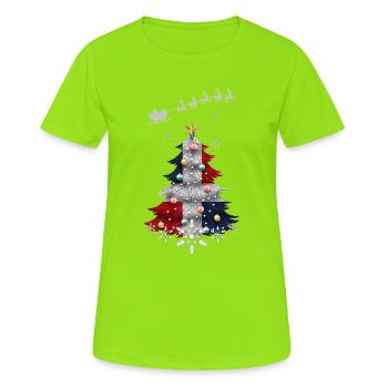 Sapin de Noël avec drapeau de la République dominicaine - T-shirt respirant Femme - vert néon - Devant - AI Model Female 172 dark (172cm)