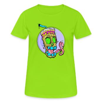 Crâne néon avec choc de couleur - T-shirt respirant Femme - vert néon - Devant - AI Model Female 172 dark (172cm)
