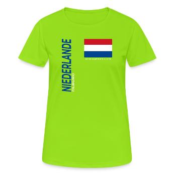 Tilburg - Frauen T-Shirt atmungsaktiv - Neongrün - Vorne - AI Model Female 172 dark (172cm)
