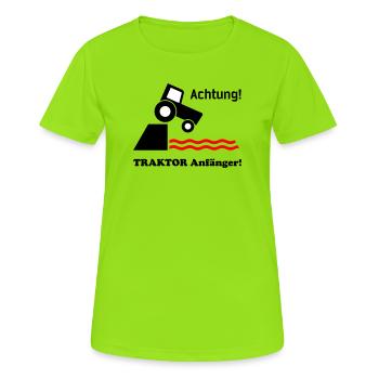 Traktor Anfaenger - Frauen T-Shirt atmungsaktiv - Neongrün - Vorne - AI Model Female 172 dark (172cm)