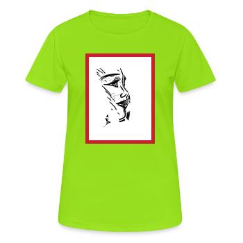 Encre de portrait féminine - T-shirt respirant Femme - vert néon - Devant - AI Model Female 172 dark (172cm)