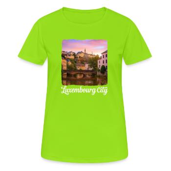Luxemburg - Frauen T-Shirt atmungsaktiv - Neongrün - Vorne - AI Model Female 172 dark (172cm)