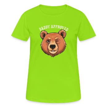 Papa a approuvé l’ours clin d’œil - T-shirt respirant Femme - vert néon - Devant - AI Model Female 172 dark (172cm)