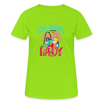 Putzheldin Retro Motiv Reinigung - Frauen T-Shirt atmungsaktiv - Neongrün - Vorne - AI Model Female 172 dark (172cm)