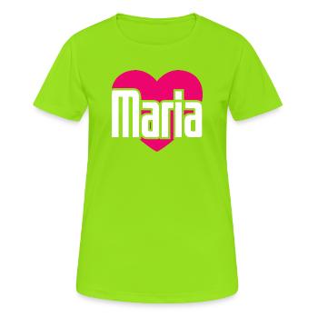 J’aime Maria Coeur rose J’aime Maria - T-shirt respirant Femme - vert néon - Devant - AI Model Female 172 dark (172cm)