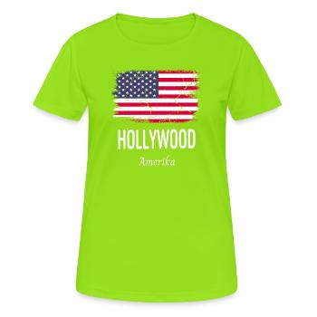 Hollywood - Frauen T-Shirt atmungsaktiv - Neongrün - Vorne - AI Model Female 172 dark (172cm)