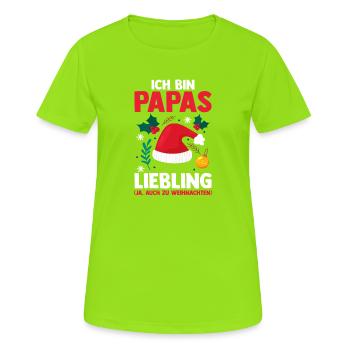 Weihnachtsmann Papas Liebling Weihnachten - Frauen T-Shirt atmungsaktiv - Neongrün - Vorne - AI Model Female 172 dark (172cm)
