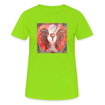 Herzengel Tiefes Erwachen - Frauen T-Shirt atmungsaktiv - Neongrün - Vorne - AI Model Female 172 dark (172cm)