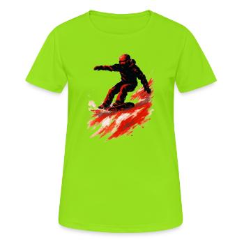 Snowboarding | Snow | Snowboarder | Ski - Women's Breathable T-Shirt - neon green - Front - AI Model Female 172 dark (172cm)