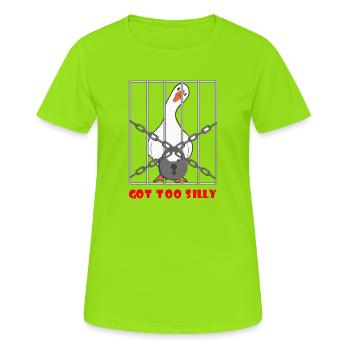 Goose – Wurde zu albern - Frauen T-Shirt atmungsaktiv - Neongrün - Vorne - AI Model Female 172 dark (172cm)