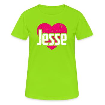 I Love Jesse Pinkes Herz Ich liebe Jesse - Frauen T-Shirt atmungsaktiv - Neongrün - Vorne - AI Model Female 172 dark (172cm)