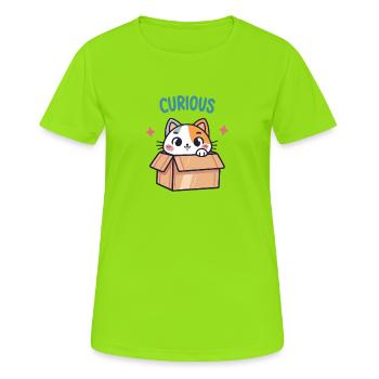 Neugierige Katze in ihrer Kiste - Frauen T-Shirt atmungsaktiv - Neongrün - Vorne - AI Model Female 172 dark (172cm)